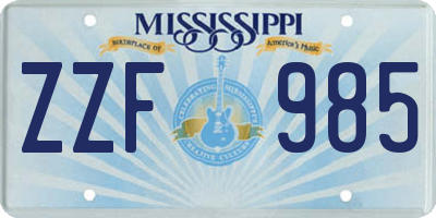 MS license plate ZZF985