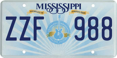 MS license plate ZZF988