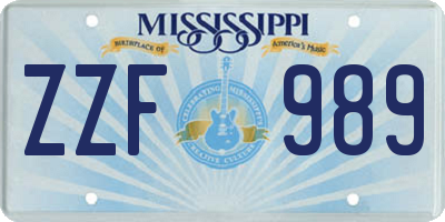 MS license plate ZZF989