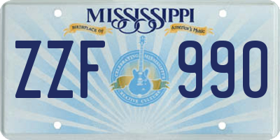 MS license plate ZZF990