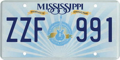 MS license plate ZZF991