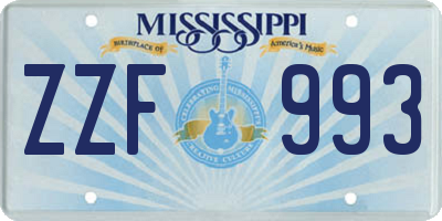 MS license plate ZZF993