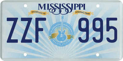 MS license plate ZZF995