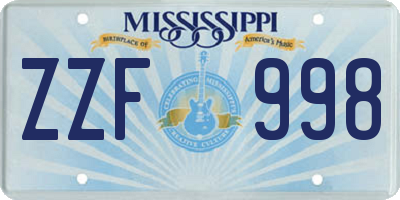 MS license plate ZZF998