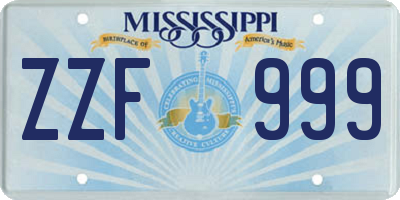 MS license plate ZZF999