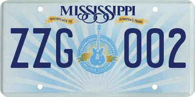 MS license plate ZZG002