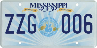 MS license plate ZZG006