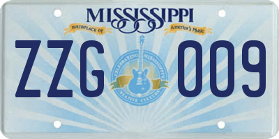 MS license plate ZZG009