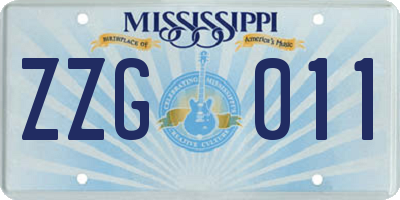 MS license plate ZZG011