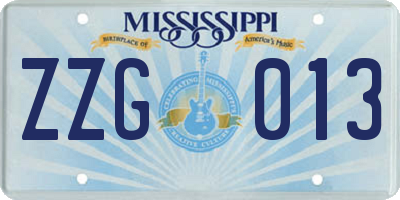 MS license plate ZZG013