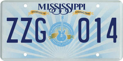 MS license plate ZZG014