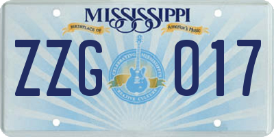 MS license plate ZZG017
