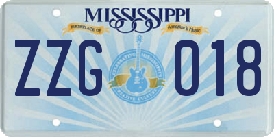 MS license plate ZZG018