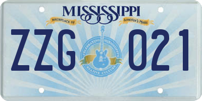MS license plate ZZG021