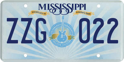 MS license plate ZZG022