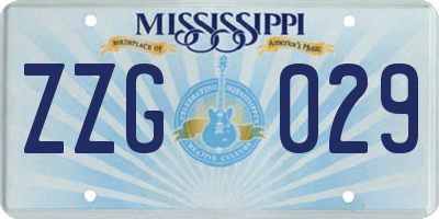 MS license plate ZZG029
