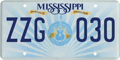 MS license plate ZZG030