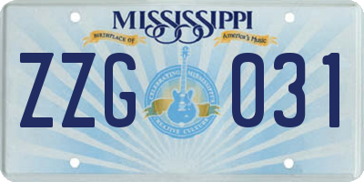 MS license plate ZZG031