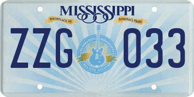 MS license plate ZZG033