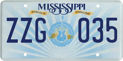 MS license plate ZZG035