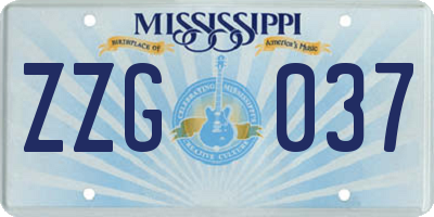 MS license plate ZZG037