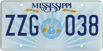 MS license plate ZZG038