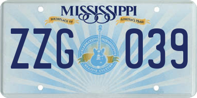 MS license plate ZZG039