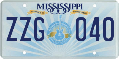 MS license plate ZZG040