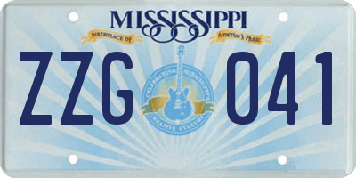MS license plate ZZG041