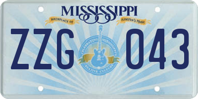 MS license plate ZZG043