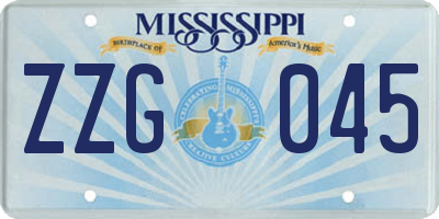 MS license plate ZZG045