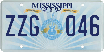 MS license plate ZZG046