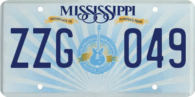 MS license plate ZZG049