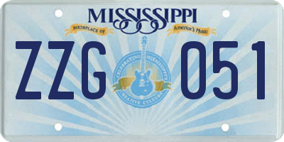 MS license plate ZZG051