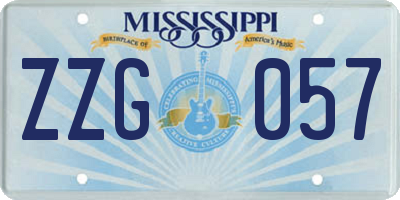 MS license plate ZZG057