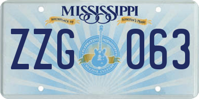 MS license plate ZZG063