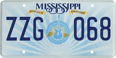 MS license plate ZZG068