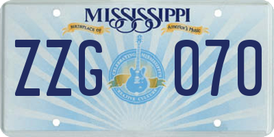 MS license plate ZZG070
