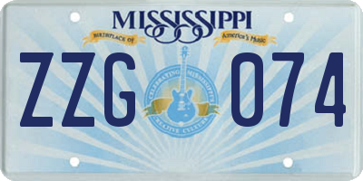 MS license plate ZZG074