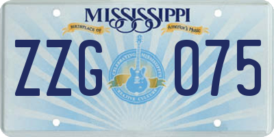 MS license plate ZZG075
