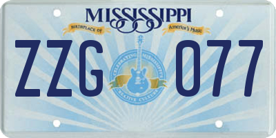 MS license plate ZZG077