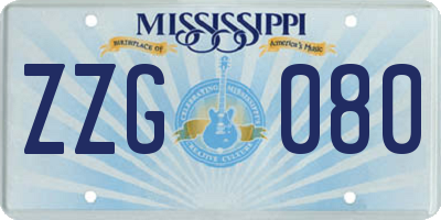 MS license plate ZZG080