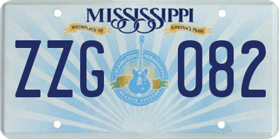 MS license plate ZZG082
