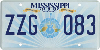 MS license plate ZZG083