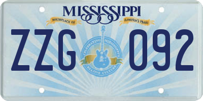 MS license plate ZZG092