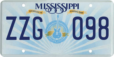 MS license plate ZZG098