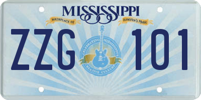 MS license plate ZZG101