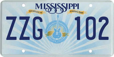 MS license plate ZZG102