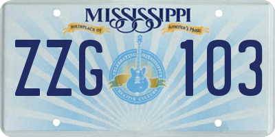 MS license plate ZZG103