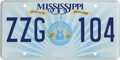 MS license plate ZZG104